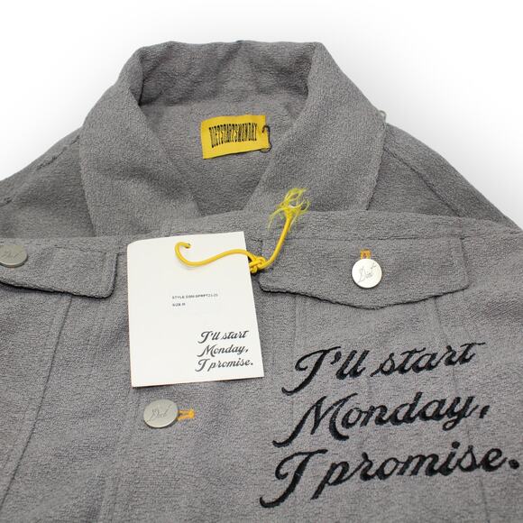 NEW DietStartsMonday_ (M) Trucker ShortSleeve ButtonUp Utility Shirt Jacket Grey - Picture 7 of 15